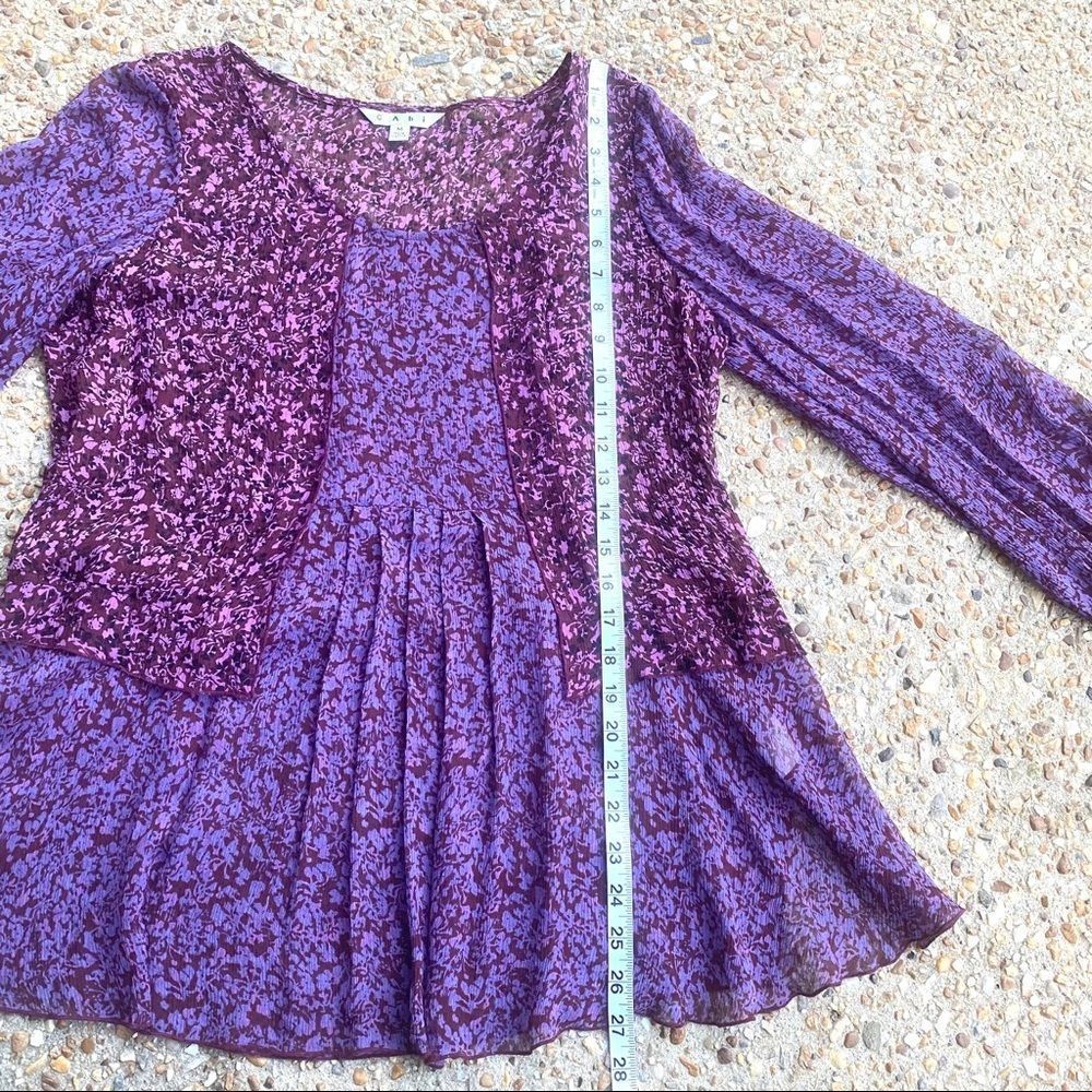 Cabi 823 Silk Purple Sonnet Sheer Floral Blouse Size M - Picture 3 of 9